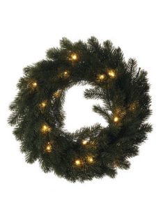   LED karácsonyi koszorú, 40 cm, 2x AA, beltéri, meleg fehér, időzítő