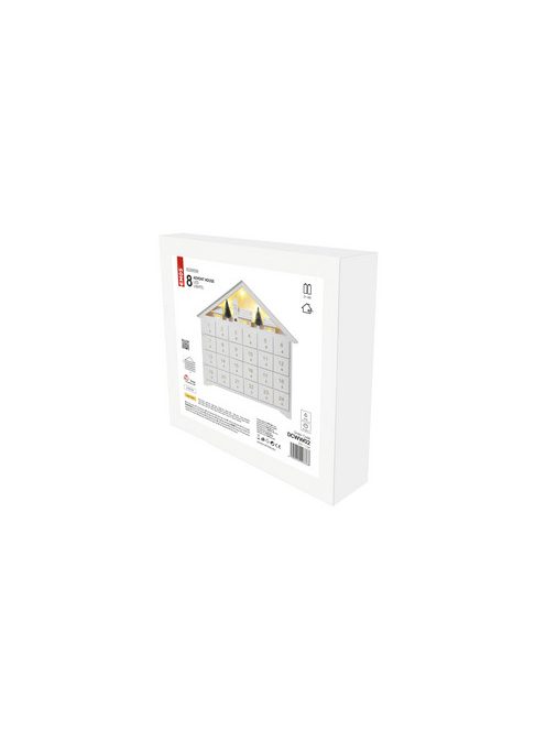 LED adventi naptár, fa, 35x33 cm, 2x AA, beltéri, meleg fehér, időzítő