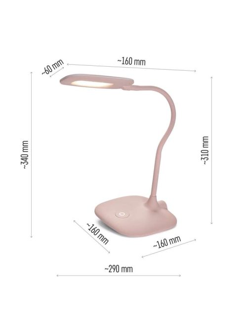 Emos Stella LED asztali lámpa rózsaszín dimmelhető, 400 lm 4000K
