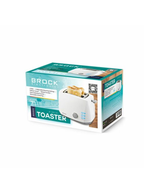 Brock BT 1002 WH, 800 W, 2 szeletes, 6 fokozat, Fehér, Multifunkciós kenyérpiritó