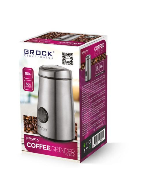 Brock CG 1050 SS, 150 W, 50g, Rozsdamentes acél, Inox, Elektromos kávédaráló