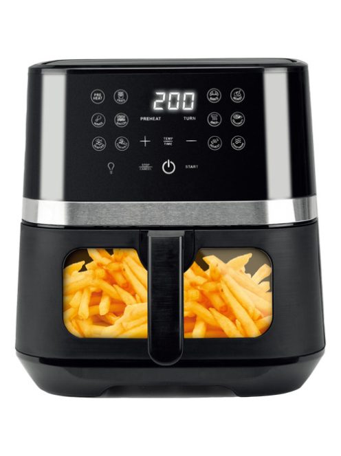 Brock DAF 6501G, Air fryer, 1800 W, 6,5L, 12 program, Ablakos, Digitális, Fekete, Forrólevegős sütő