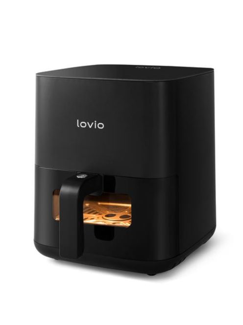 Lovio PureFry, Air fryer, 1450W, 5 liter, 8 program, 80-200°C, Fekete, Forrólevegős sütő