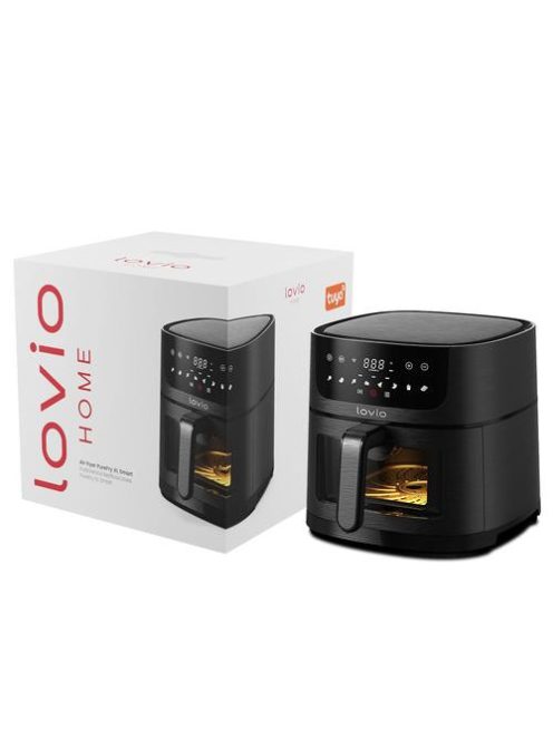 Lovio PureFry XL Smart, Air fryer, 1500W, 6 liter, 7+1 program, WiFi, Fekete, Forrólevegős sütő