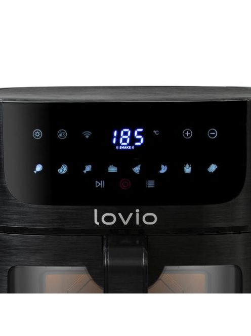 Lovio PureFry XL Smart, Air fryer, 1500W, 6 liter, 7+1 program, WiFi, Fekete, Forrólevegős sütő