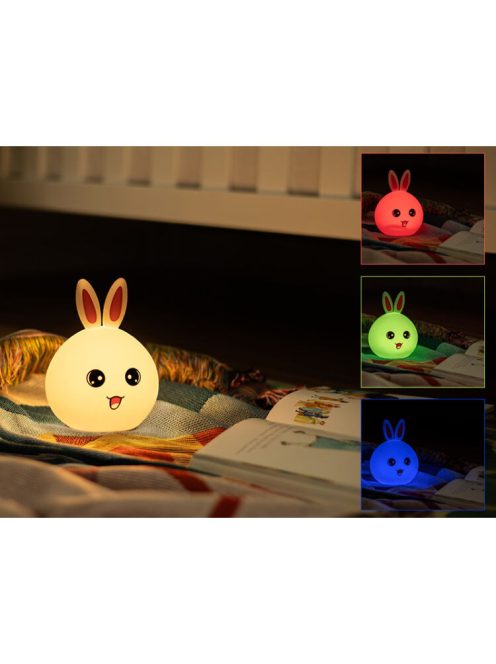 Tracer Bunny, RGB LED, 5 színtónus, 4 világítási mód, Vezeték nélküli, Éjszakai lámpa